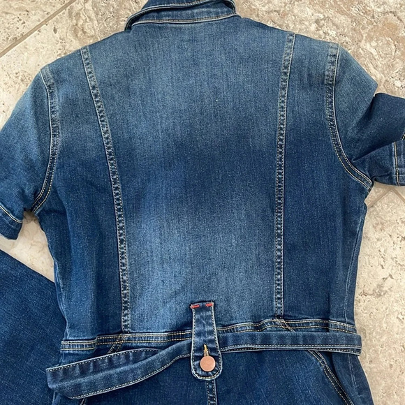 SUKISO WOMEN'S NAVY KIRA SHORT SLEEVED DENIM JUMPSUIT OVERALL SIZE SMALL - Picture 14 of 17